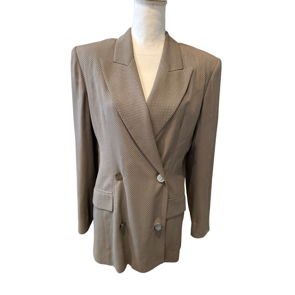 Vintage Taiga Paris Tailored Hourglass Double Breasted Blazer Gray